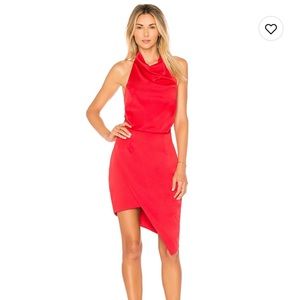 Worn once - red satin halter dress - LIKE NEW!